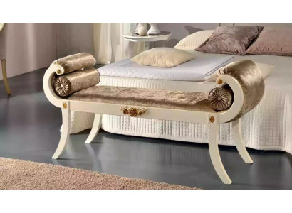 Classic beige upholstered bench seating furniture designer wooden furniture