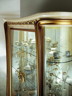 Display Cabinet Glass Cabinet Living Room Shelf Rococo Baroque Real Wood