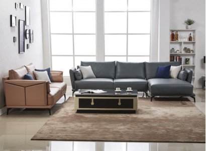 Designer sofa couch set, corner sofa with ottoman, upholstered living landscape