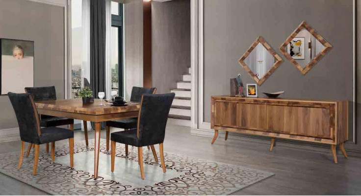 Dining room set, dining table, 4 chairs, sideboard, tables, wood design group, 6-piece set
