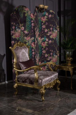 Armchair Single-Seater Luxury 1-Seater Upholstered Seat Baroque Textile Fabric Art Deco