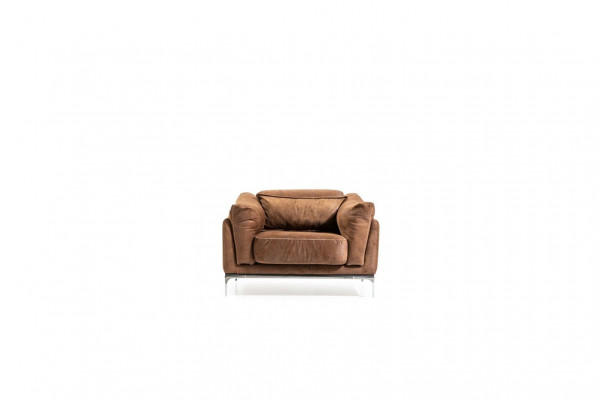 Armchair in Brown Modern Style Medium Upholstered Luxurious Comfortable Single-Seater