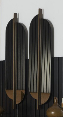 Mirror Luxury Wall Mount Modern Style Brown Frame 104x31cm