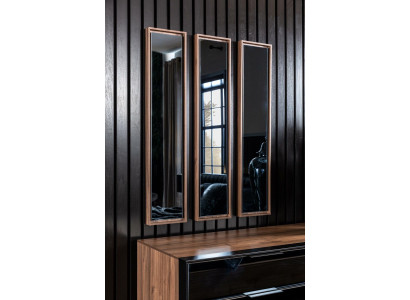 Luxury Mirror 3-Piece Set Narrow Mirrors with Brown Frames Wall Mirrors 3-Piece Set