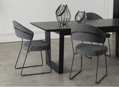 Luxury Upholstered Armchair Chairs Loft Designer Gray Kitchen Leather Chair Furniture