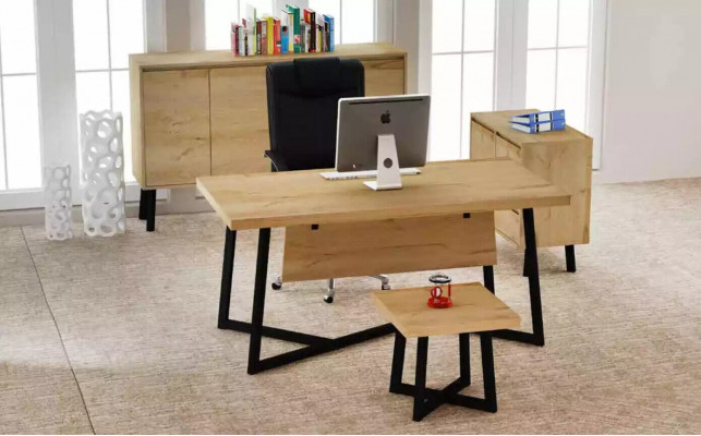 Modern office set desk coffee table file cabinet chest of drawers 4-piece.