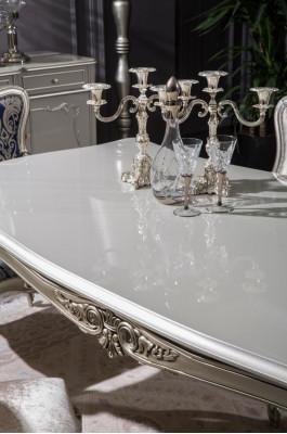 Luxury Dining Room Set Table + 6x Armchairs Chair Dining Group Dining Suite 7-piece