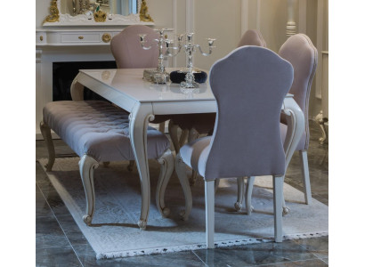 Dining room set design ensemble 6-piece. Wood furniture 4x chair table stool group new