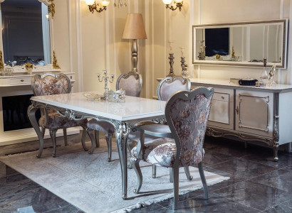 Dining Room Set 7 Pieces. Dining Table 4x Chairs Sideboard Mirror Group Ensemble White New