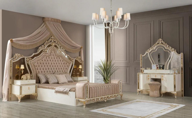 Bedroom complete bed, 2x nightstands, dresser with mirror, 4-piece new