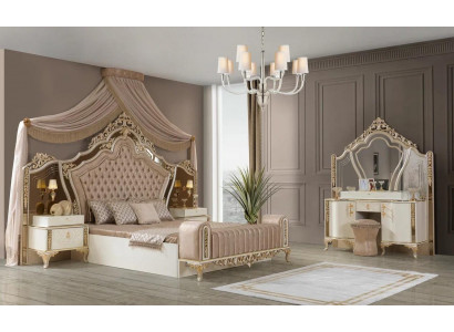 Bedroom complete bed, 2x nightstands, dresser with mirror, 4-piece new