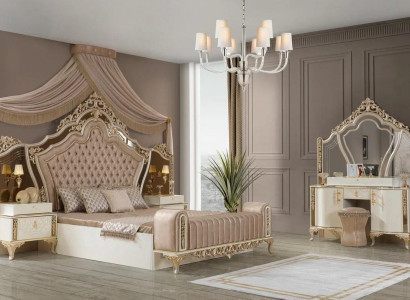 Bedroom complete bed, 2x nightstands, dresser with mirror, 4-piece new
