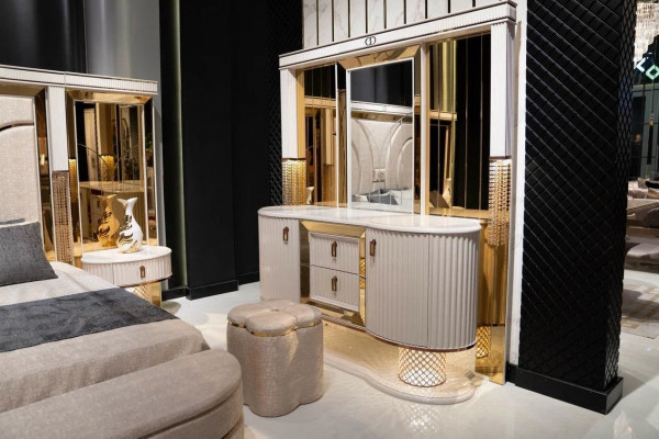 Bedroom set luxury dressing table with mirror stool design new 2-piece set