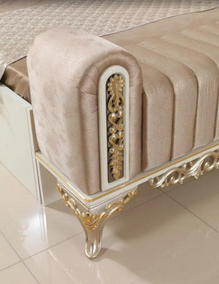 Bedroom set bed 2x nightstands design luxury new 5-piece white
