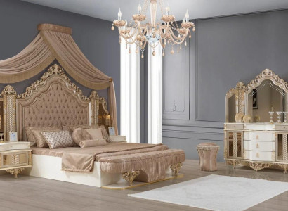 Bedroom set bed 2x nightstands dressing table with mirror luxury new