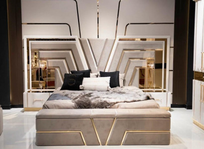 Bedroom set bed 2x nightstands luxury new 3-piece design modern wood