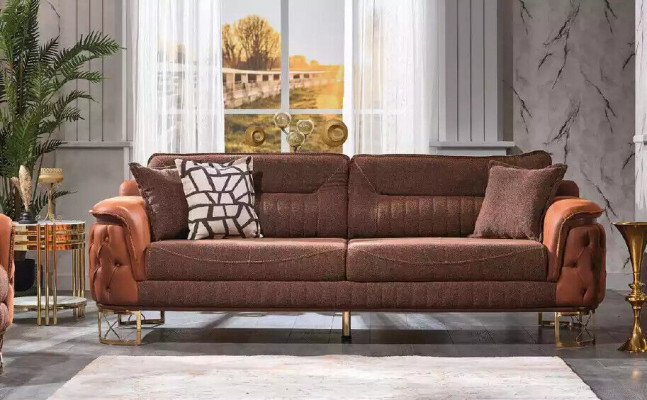 Brown Chesterfield Sofa Set 3+3+1 Seater Designer Sofas 3-piece Set
