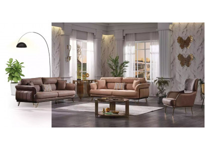 Brown luxury sofa set 3+3+1 seater living room furniture sofas armchair