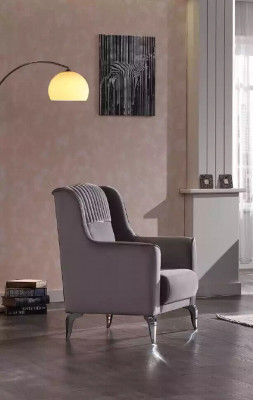 Gray cushions sofa set textile couches 3+3+1 armchair design 3-piece new