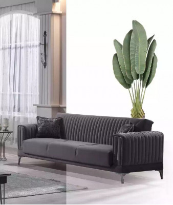 Modern grey couch set 3+3+1 seater velvet armchair living room furniture