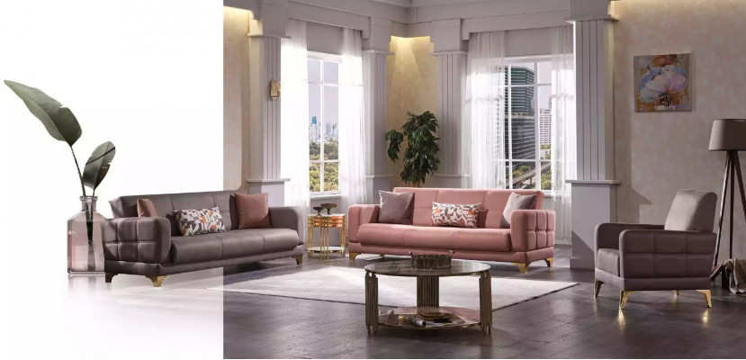 Luxury Sofa Set 3+3+1 Designer Textile Sofas Armchair Single Seater