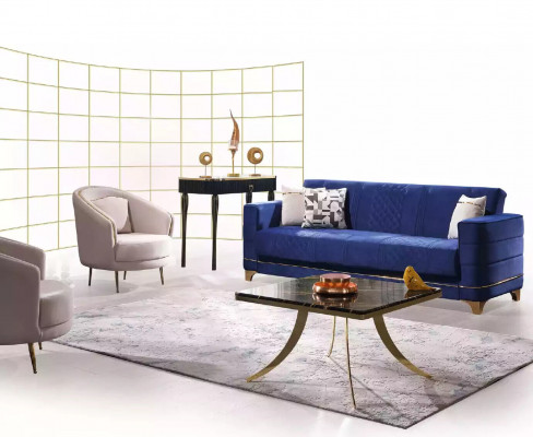Blue upholstery set 3+1+1 seating sofa set armchair sofa suite 3-piece
