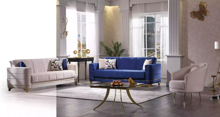 Blue upholstery set 3+1+1 seating sofa set armchair sofa suite 3-piece