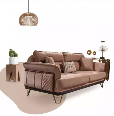 Beige Three-Seater Luxury Sofa Modern Living Room Couches 3-Seater Style