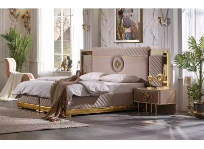 Luxury Bed 2x Nightstands Set Beds New Double Bed Bedroom Set 3-piece