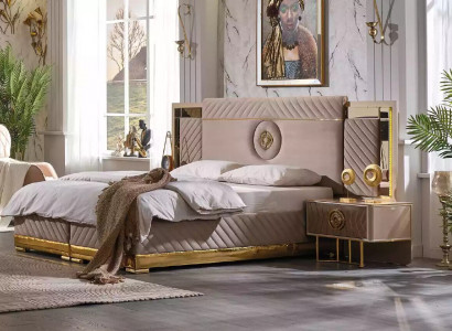 Luxury Bed 2x Nightstands Set Beds New Double Bed Bedroom Set 3-piece