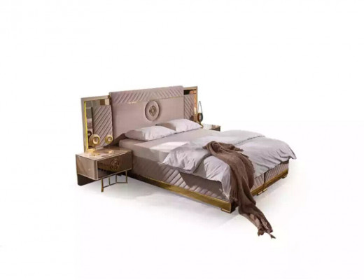 Luxury Bed 2x Nightstands Set Beds New Double Bed Bedroom Set 3-piece