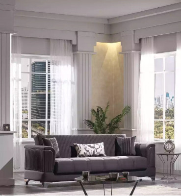 Gray Sofa Luxury 3-Seater Couch Living Room Furniture Upholstered Couches Sofas