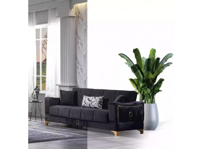 Black three-seater luxury couch living room 3-seater upholstered sofas sofa