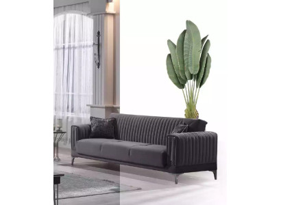 Gray three-seater living room couches 3-seater velvet sofas luxury wooden furniture sofa
