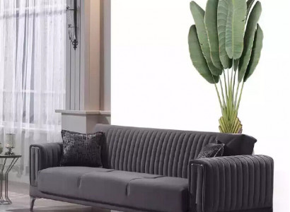 Gray three-seater living room couches 3-seater velvet sofas luxury wooden furniture sofa