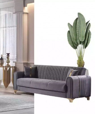 Lilac Three-Seater Living Room 3-Seater Couches Upholstery Furniture Textile Sofa