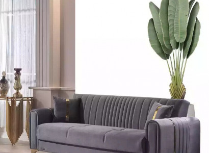 Gray three-seater luxury 3-seater couch upholstered sofas living room furniture