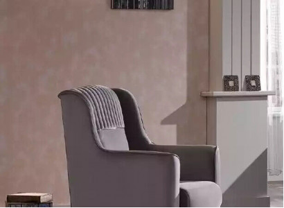 Gray armchair upholstered armchair lounge chair recliner relaxation chair seating furniture