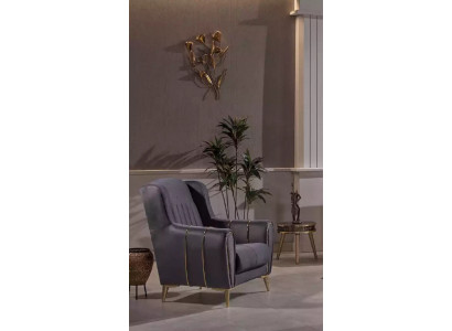 Gray Stainless Steel Armchair Modern Single Luxury Recliner Club Chair