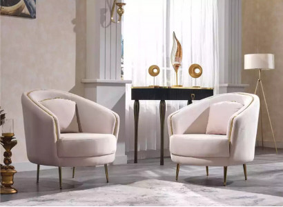 Modern armchair living room single-seater designer lounge color beige wood