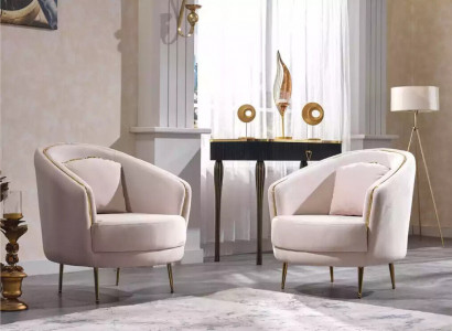 Modern armchair living room single-seater designer lounge color beige wood