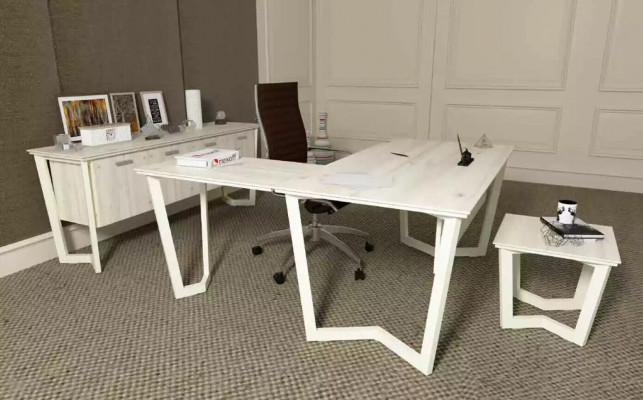 Modern white desk luxury corner table wooden furniture home office new