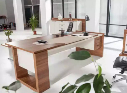 Modern desk luxury office furniture brown wood drawers exclusive
