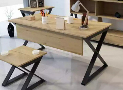 Modern light brown wooden table, work desks office furniture, designer desk