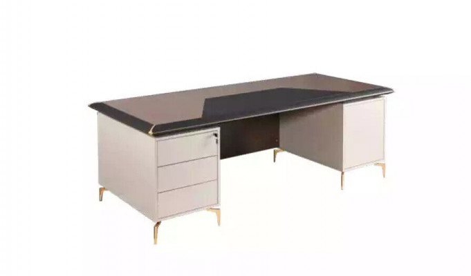 Office furniture executive desk stainless steel legs table with drawers wooden furniture