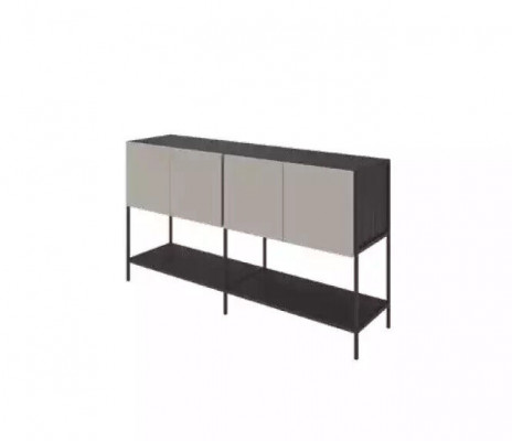 Office bookshelf wood study shelf furniture gray wood metal