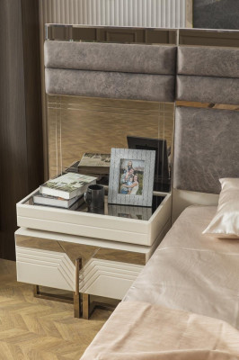 Bedroom set double bed bed nightstands 4-piece gray wardrobe