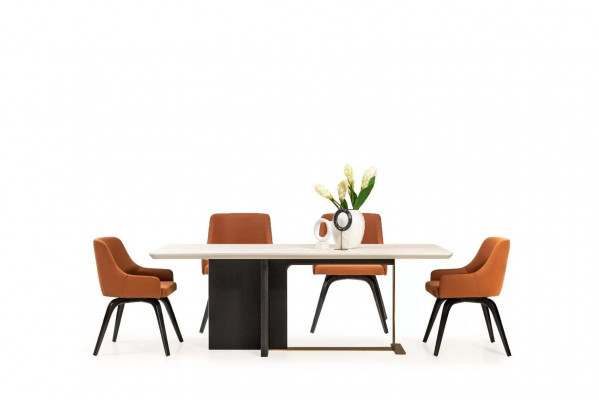 Dining area dining set dining room dining table chairs set 7-piece table orange wood