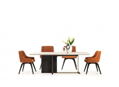 Dining area dining set dining room dining table chairs set 7-piece table orange wood