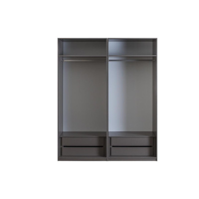 Double Bed Complete Bedroom Set 4-Piece Gray Nightstands Wardrobe